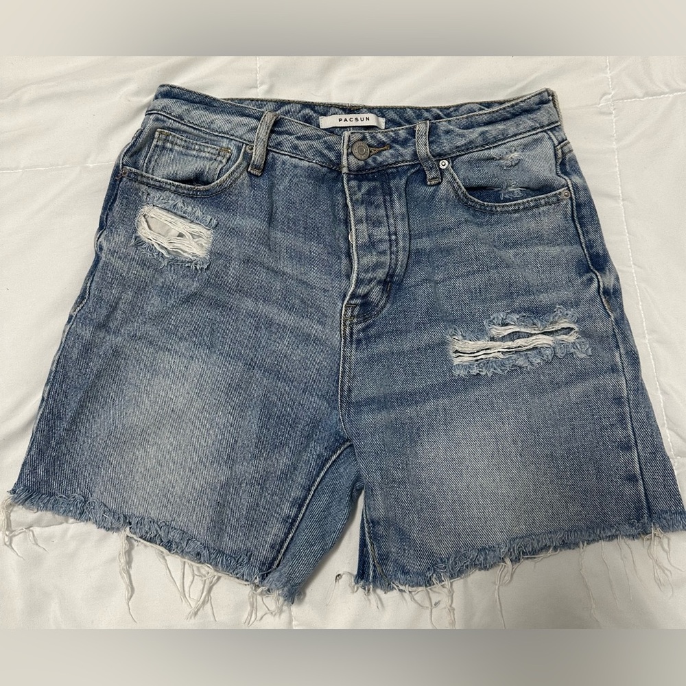 Button down jean shorts